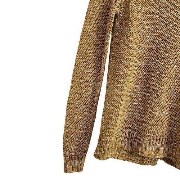 Theory Sweater Womens Small Yellow Linen Adoncia Astra Knit Mesh Open Back - Picture 3 of 9